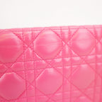 Dior Lady Dior Clutch con Catena in Pelle di Agnello Rosa Cannage