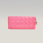 Dior Lady Dior Clutch con Catena in Pelle di Agnello Rosa Cannage