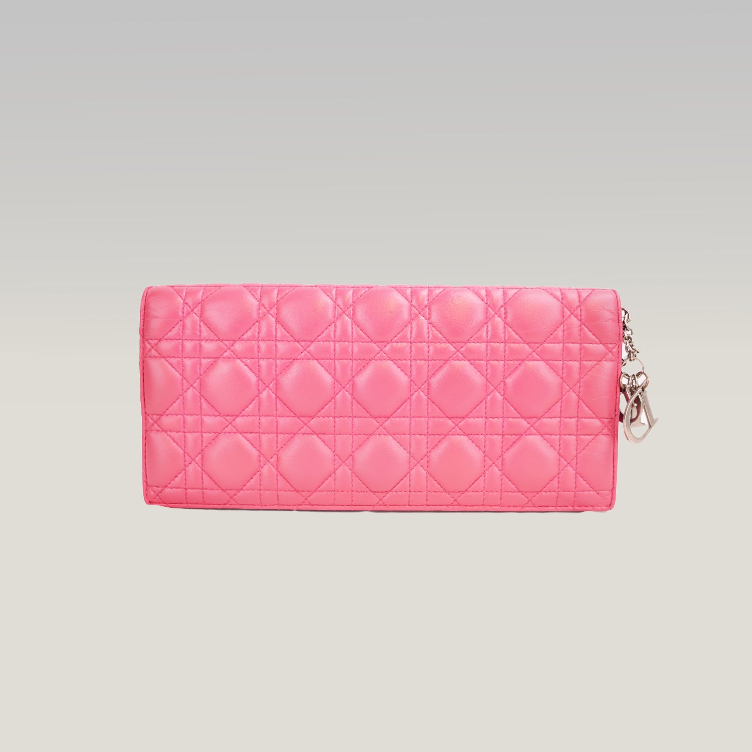 Dior Lady Dior Clutch con Catena in Pelle di Agnello Rosa Cannage