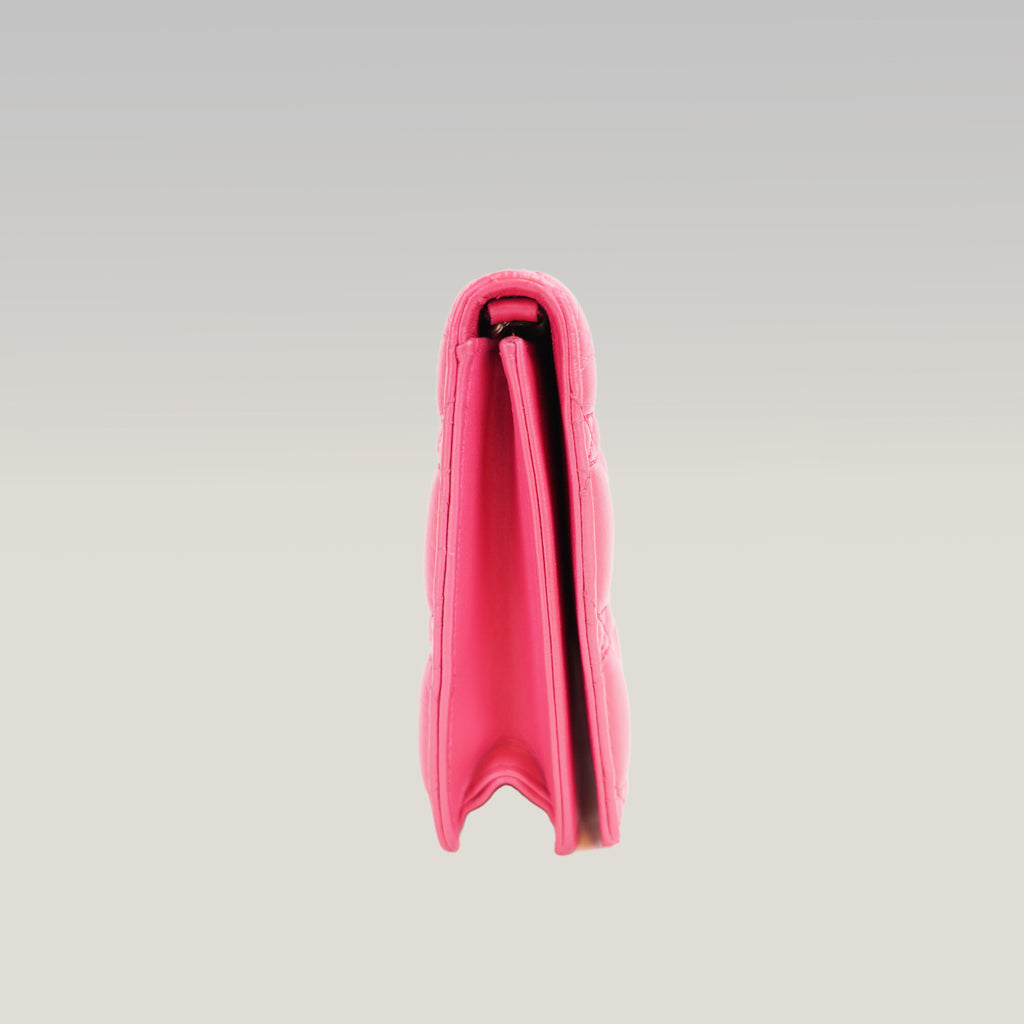 Dior Lady Dior Clutch con Catena in Pelle di Agnello Rosa Cannage