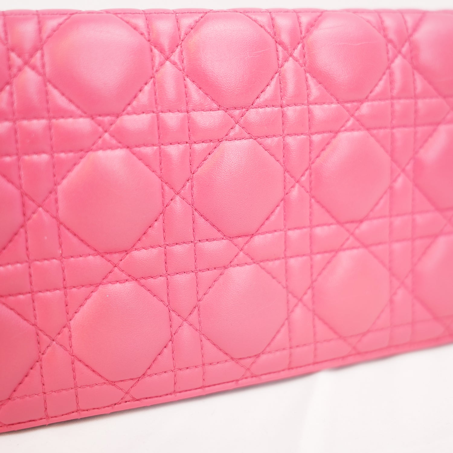 Dior Lady Dior Clutch con Catena in Pelle di Agnello Rosa Cannage