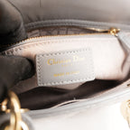 Dior Lady Dior Small Grigia in Pelle di Agnello Cannage con Hardware Dorato e Carta di Autenticità