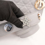 Dior Lady Dior Small Grigia in Pelle di Agnello Cannage con Hardware Dorato e Carta di Autenticità