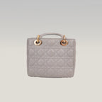 Dior Lady Dior Small Grigia in Pelle di Agnello Cannage con Hardware Dorato e Carta di Autenticità