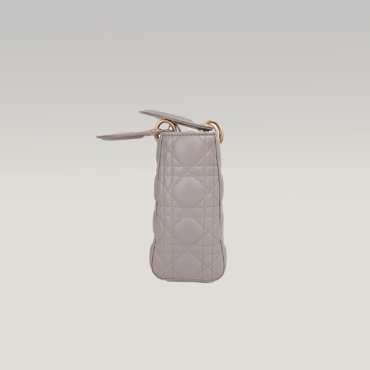 Dior Lady Dior Small Grigia in Pelle di Agnello Cannage con Hardware Dorato e Carta di Autenticità