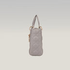 Dior Lady Dior Small Grigia in Pelle di Agnello Cannage con Hardware Dorato e Carta di Autenticità