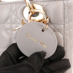 Dior Lady Dior Small Grigia in Pelle di Agnello Cannage con Hardware Dorato e Carta di Autenticità