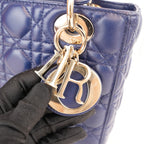 Dior Lady Dior Small Blu Navy in Pelle Cannage con Hardware Dorato e Tracolla