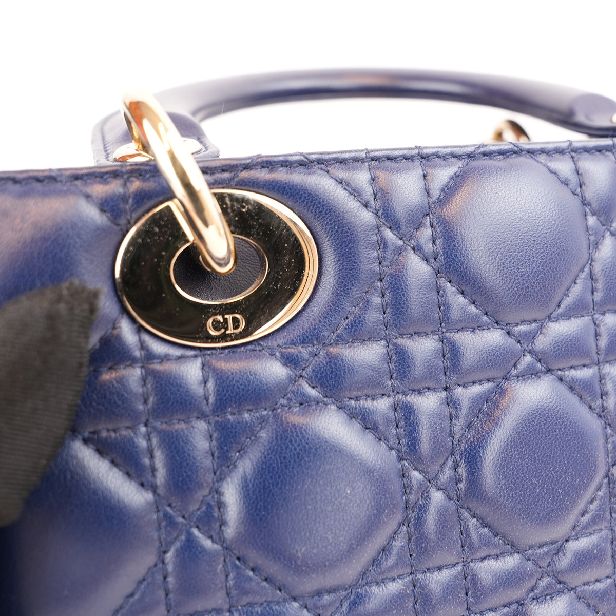 Dior Lady Dior Small Blu Navy in Pelle Cannage con Hardware Dorato e Tracolla