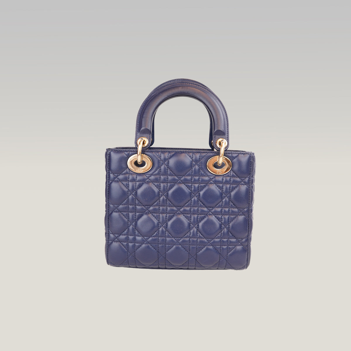 Dior Lady Dior Small Blu Navy in Pelle Cannage con Hardware Dorato e Tracolla