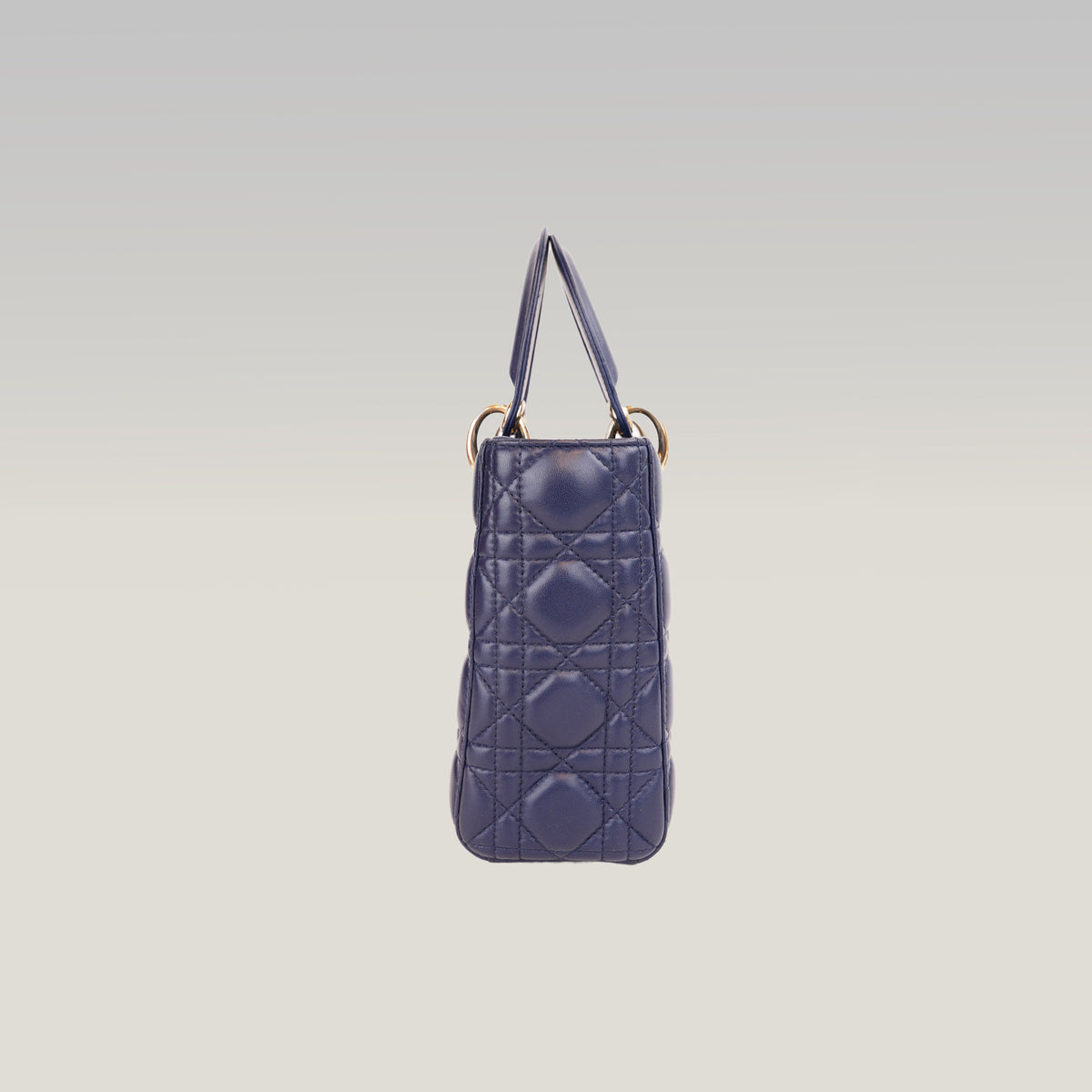 Dior Lady Dior Small Blu Navy in Pelle Cannage con Hardware Dorato e Tracolla
