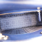 Dior Lady Dior Small Blu Navy in Pelle Cannage con Hardware Dorato e Tracolla
