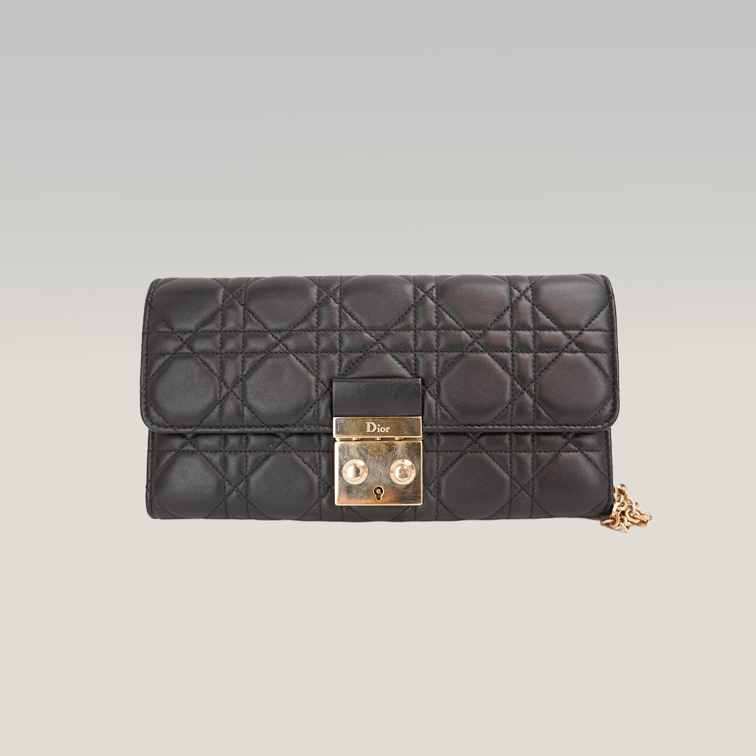 Dior Miss Dior Promenade WOC in Pelle di Agnello Nera Cannage con Catena Dorata