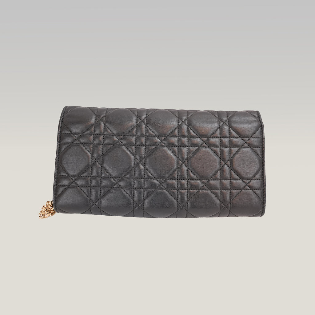 Dior Miss Dior Promenade WOC in Pelle di Agnello Nera Cannage con Catena Dorata