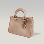 Christian Dior Mini Diorissimo Metallic Gold Grained Leather Tote Bag
