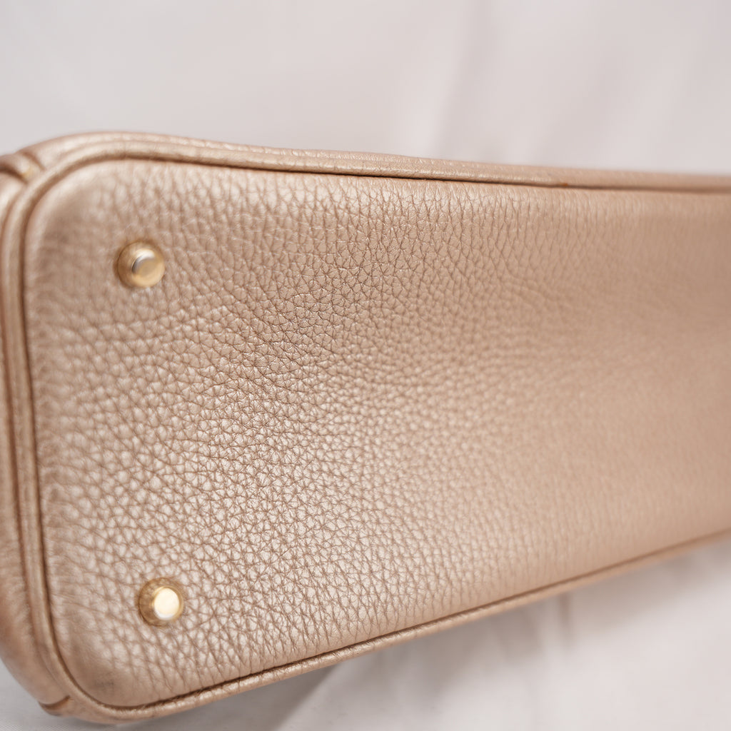 Christian Dior Mini Diorissimo Metallic Gold Grained Leather Tote Bag