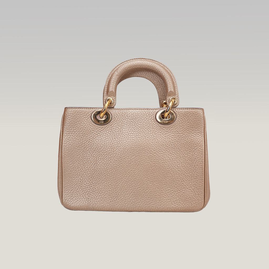Christian Dior Mini Diorissimo Metallic Gold Grained Leather Tote Bag