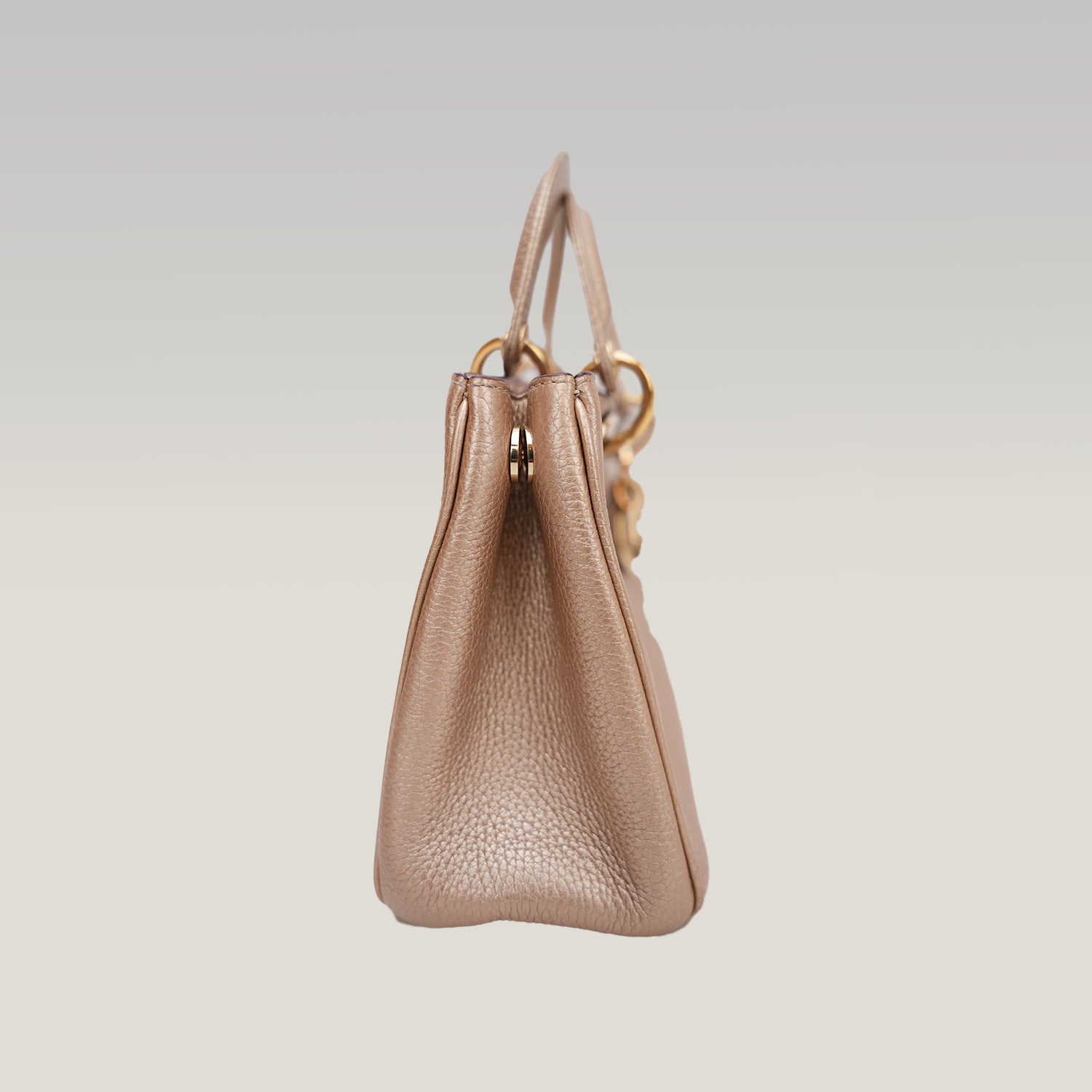 Christian Dior Mini Diorissimo Metallic Gold Grained Leather Tote Bag