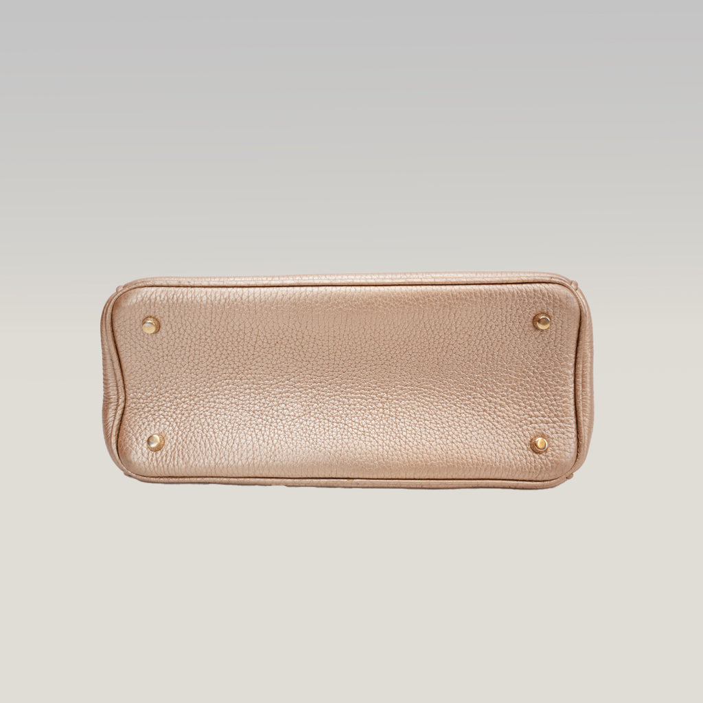 Christian Dior Mini Diorissimo Metallic Gold Grained Leather Tote Bag