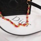 Dior Miss Caro Mini Dioramour Black Cannage Leather Bag con Cuore Rosso