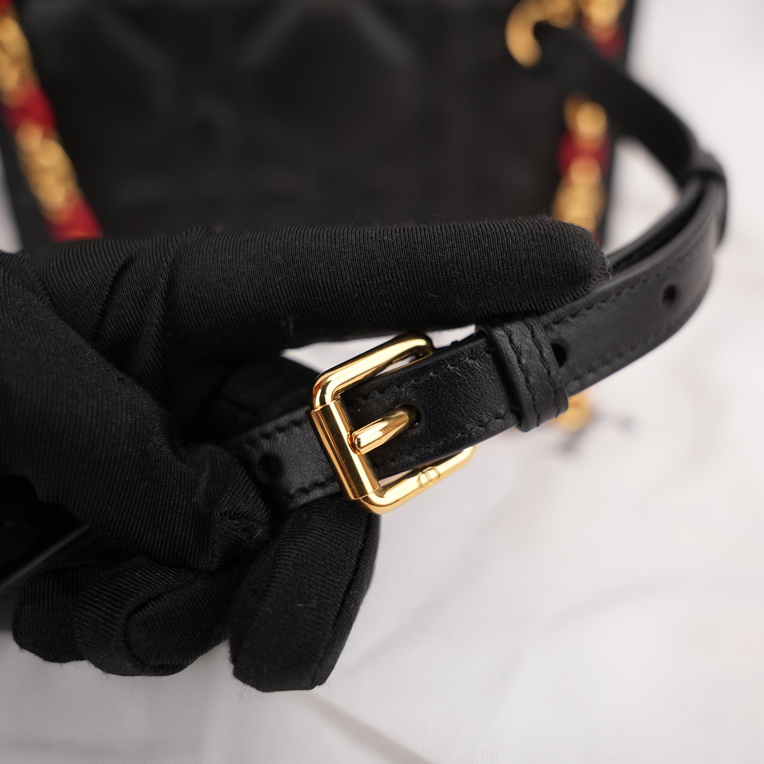 Dior Miss Caro Mini Dioramour Black Cannage Leather Bag con Cuore Rosso