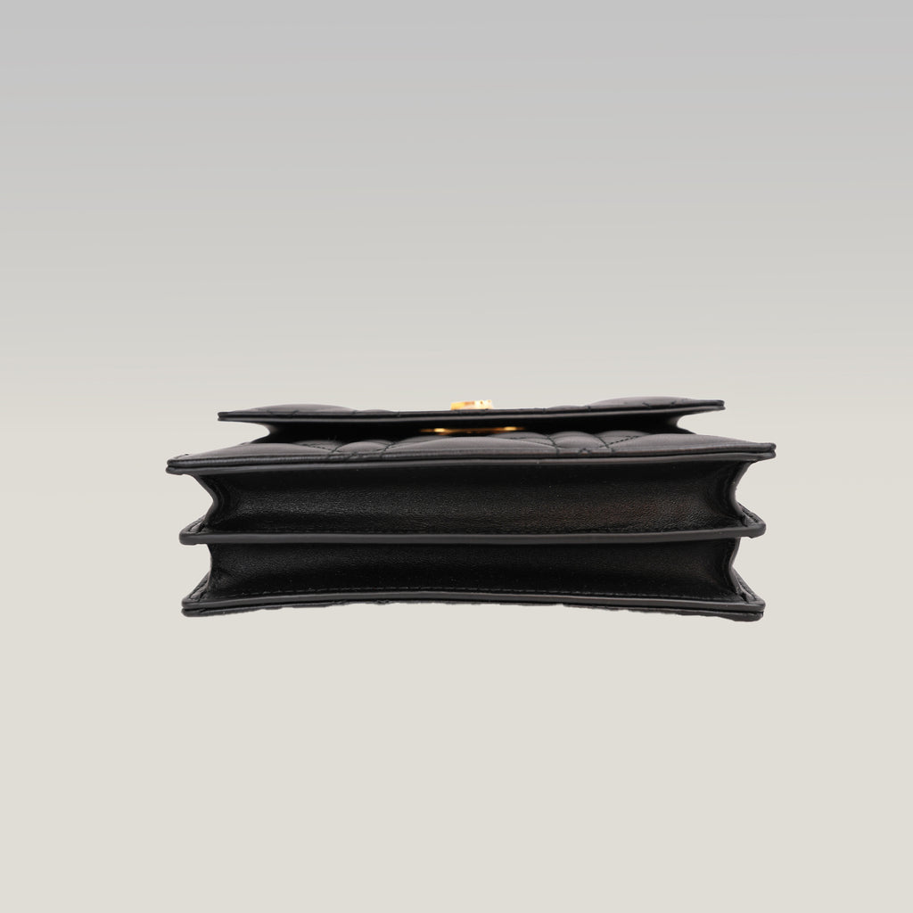 Dior Miss Caro Mini Dioramour Black Cannage Leather Bag con Cuore Rosso
