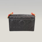 Dior Miss Caro Mini Dioramour Black Cannage Leather Bag con Cuore Rosso