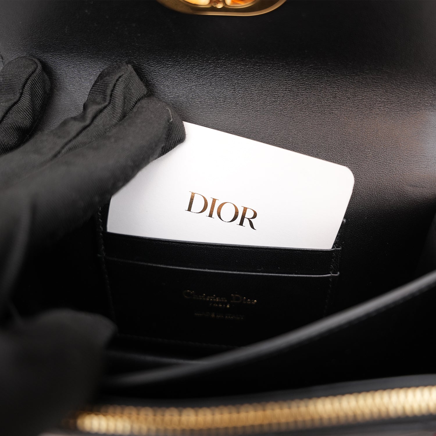 Dior Miss Caro Mini Dioramour Black Cannage Leather Bag con Cuore Rosso
