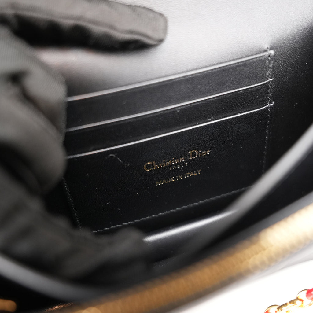 Dior Miss Caro Mini Dioramour Black Cannage Leather Bag con Cuore Rosso