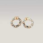 Dior CD Logo Hoop Earrings Gold Finish with Blue Crystal & Pearl