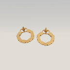 Dior CD Logo Hoop Earrings Gold Finish with Blue Crystal & Pearl
