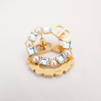 Dior CD Logo Hoop Earrings Gold Finish with Blue Crystal & Pearl