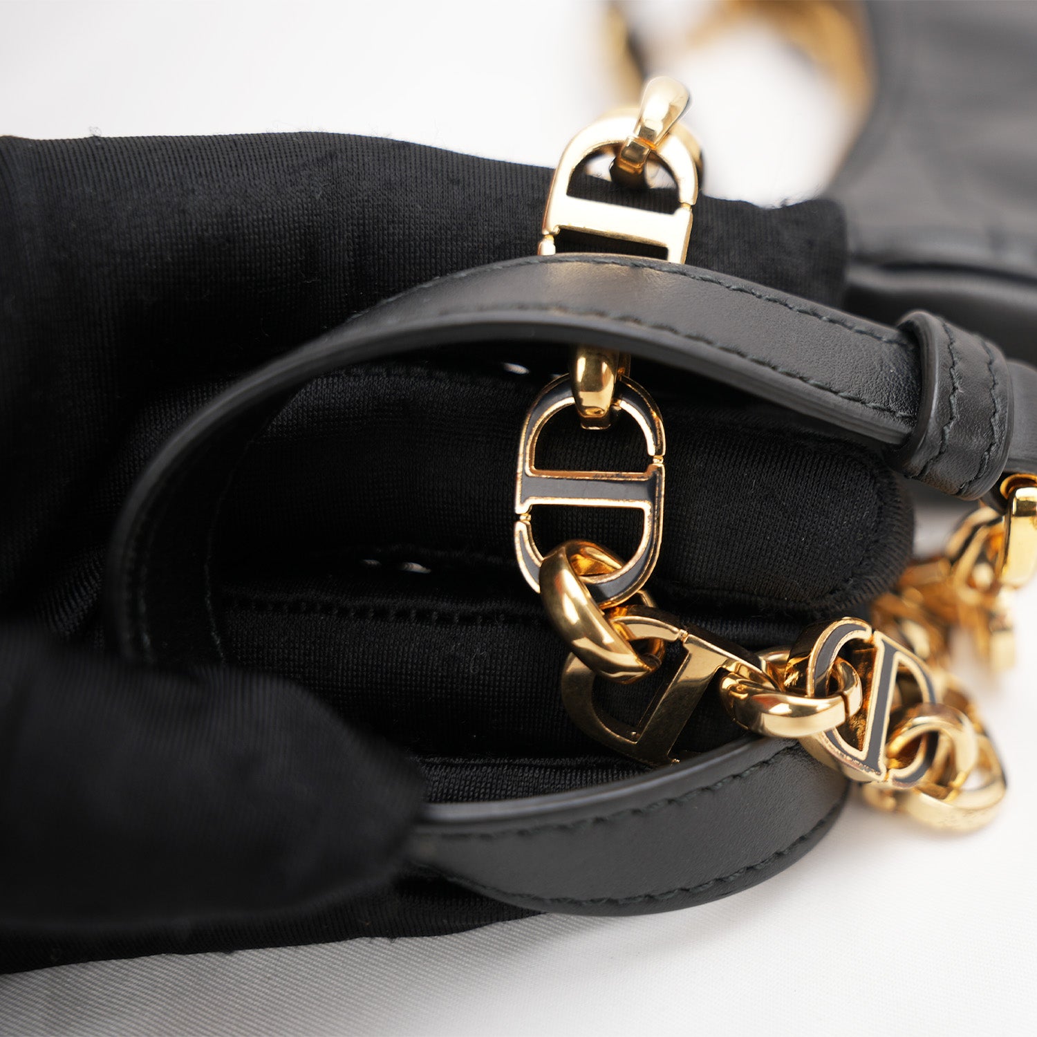 Dior Borsa a Spalla Nera Cannage in Pelle