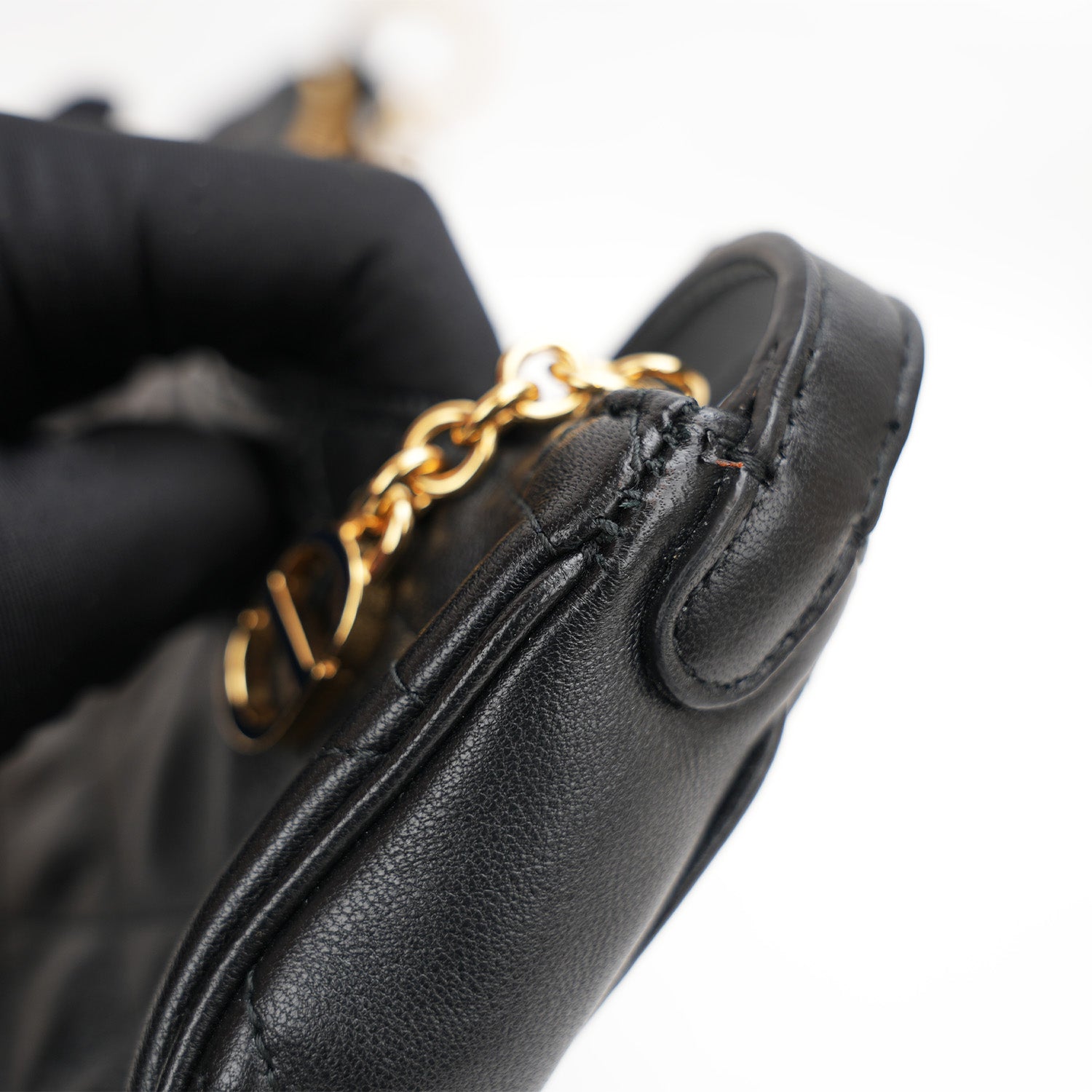 Dior Borsa a Spalla Nera Cannage in Pelle