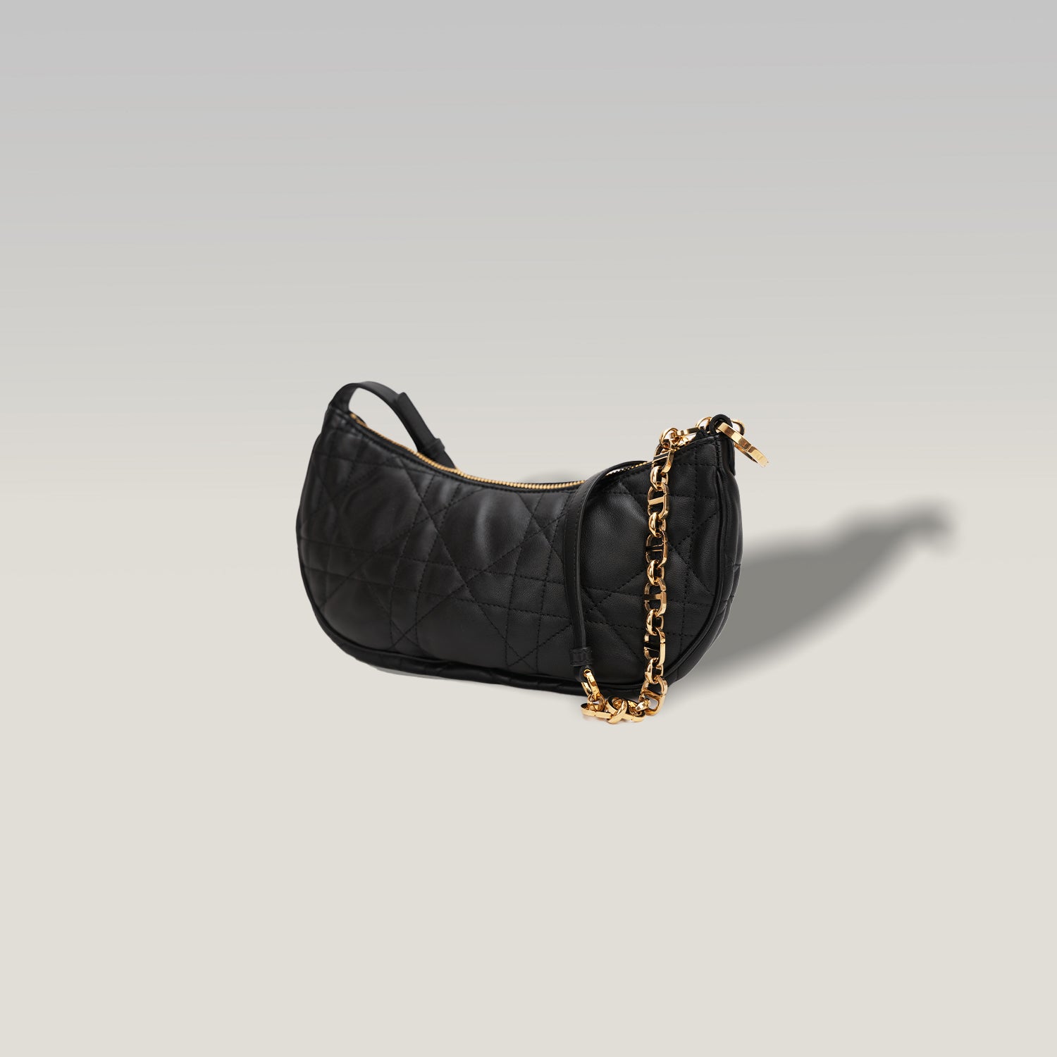 Dior Borsa a Spalla Nera Cannage in Pelle