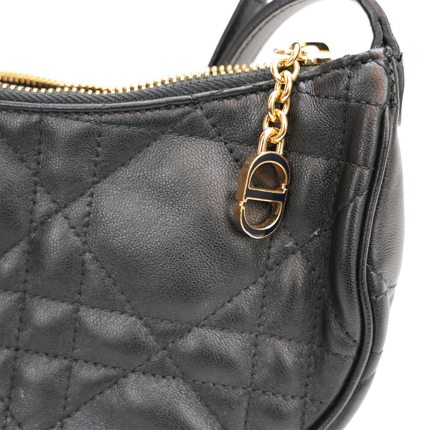 Dior Borsa a Spalla Nera Cannage in Pelle
