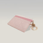 Portacarte Dior Lady Dior Rosa in Pelle Cannage con Charms D.I.O.R.