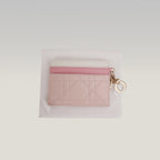 Portacarte Dior Lady Dior Rosa in Pelle Cannage con Charms D.I.O.R.