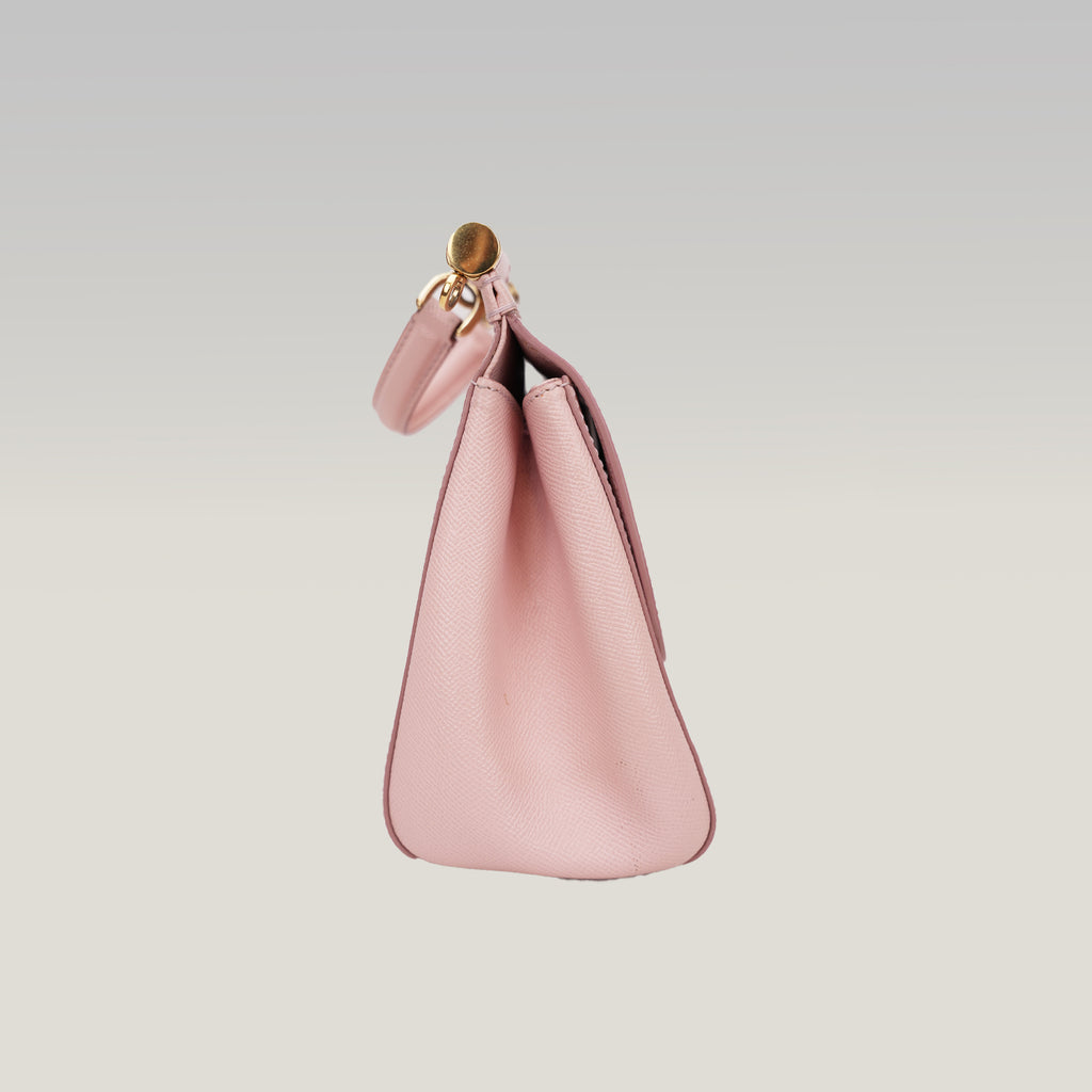 Dolce & Gabbana Sicily Medium Bag Rosa in Pelle Dauphine con Tracolla Regolabile