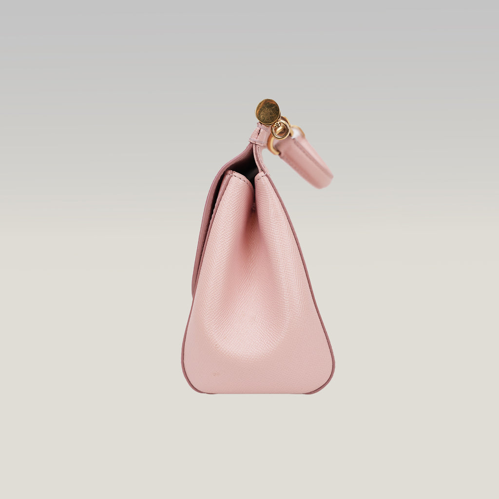 Dolce & Gabbana Sicily Medium Bag Rosa in Pelle Dauphine con Tracolla Regolabile