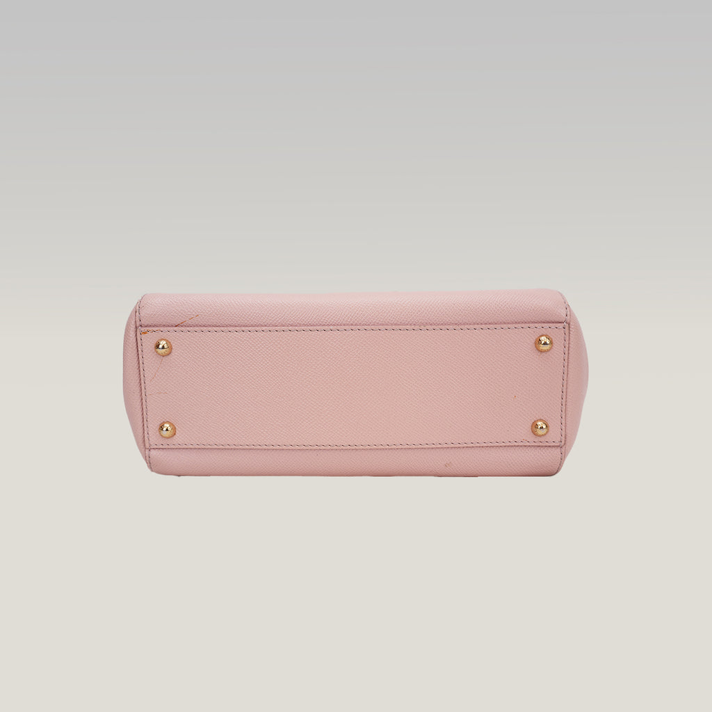 Dolce & Gabbana Sicily Medium Bag Rosa in Pelle Dauphine con Tracolla Regolabile