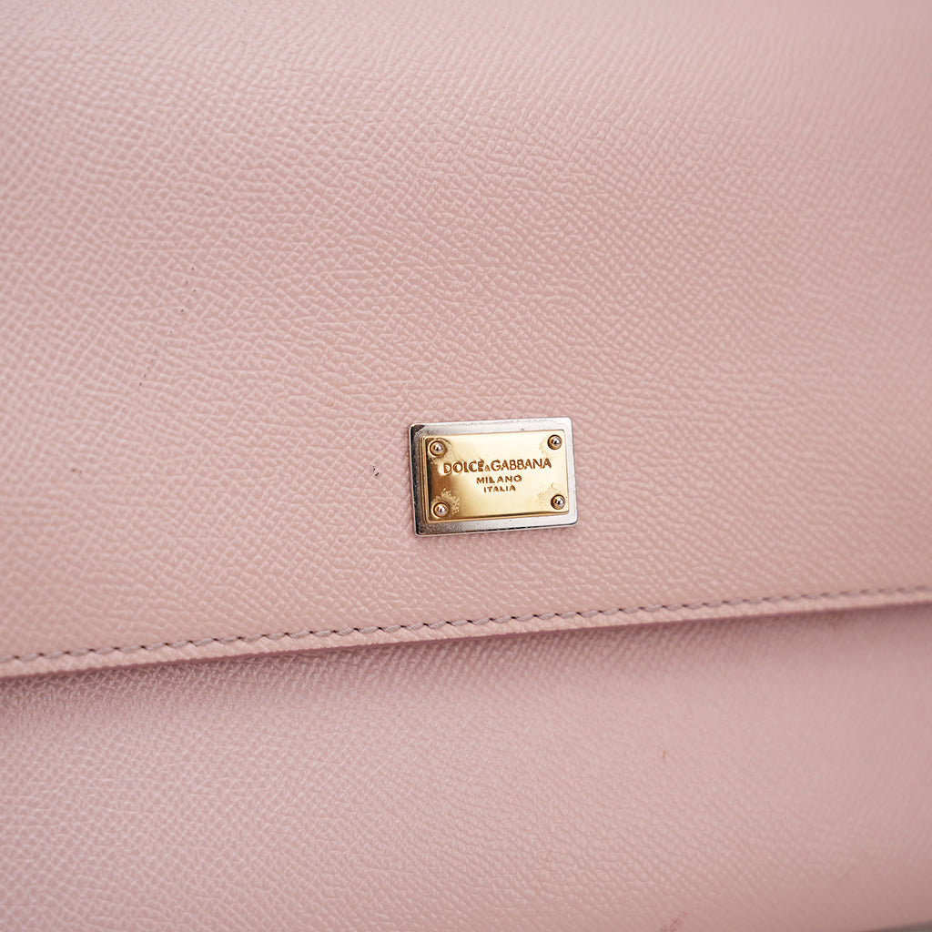 Dolce & Gabbana Sicily Medium Bag Rosa in Pelle Dauphine con Tracolla Regolabile