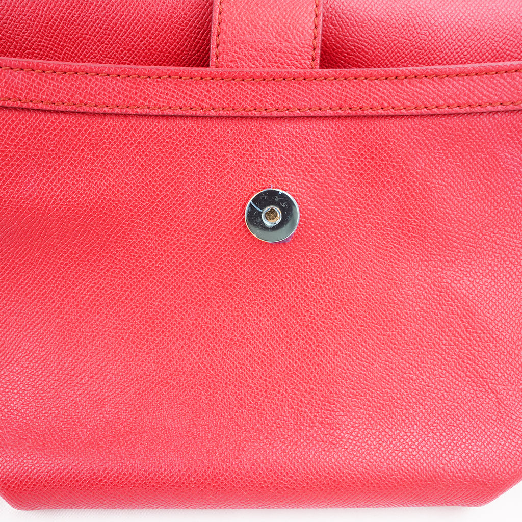 Dolce & Gabbana Miss Sicily Large Borsa a Mano Grande in Pelle Dauphine Rossa con Logo e Dettagli Dorati
