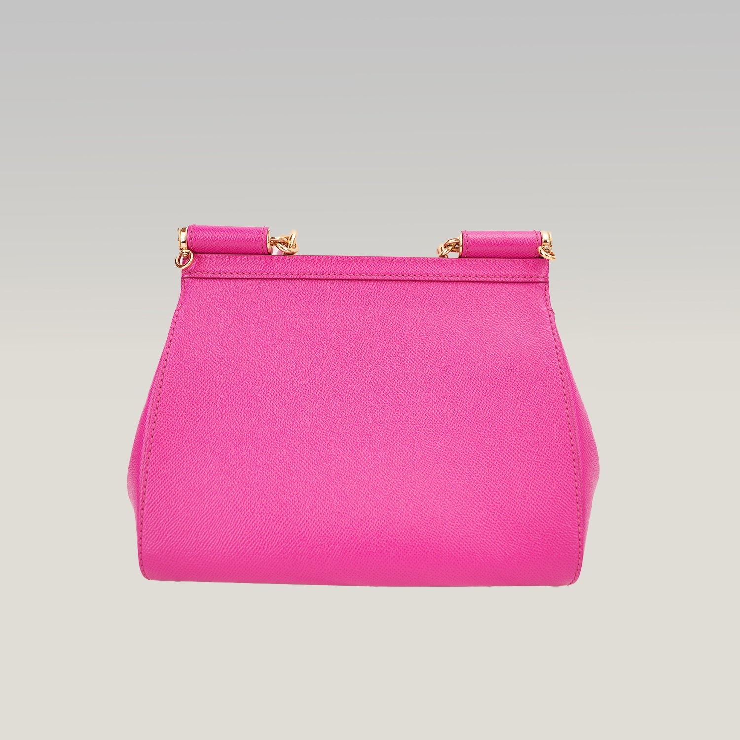 Dolce & Gabbana Sicily 26 Borsa Fucsia in Pelle con Dettagli Dorati