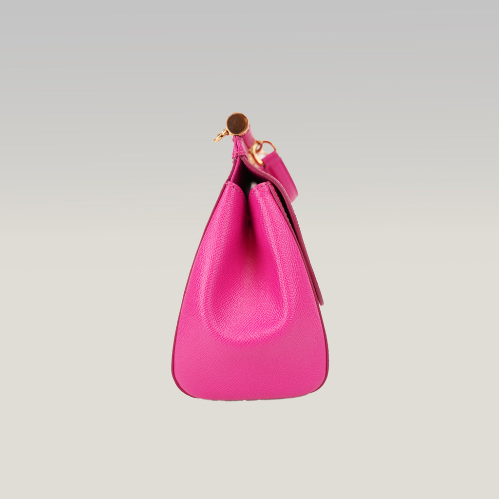 Dolce & Gabbana Sicily 26 Borsa Fucsia in Pelle con Dettagli Dorati