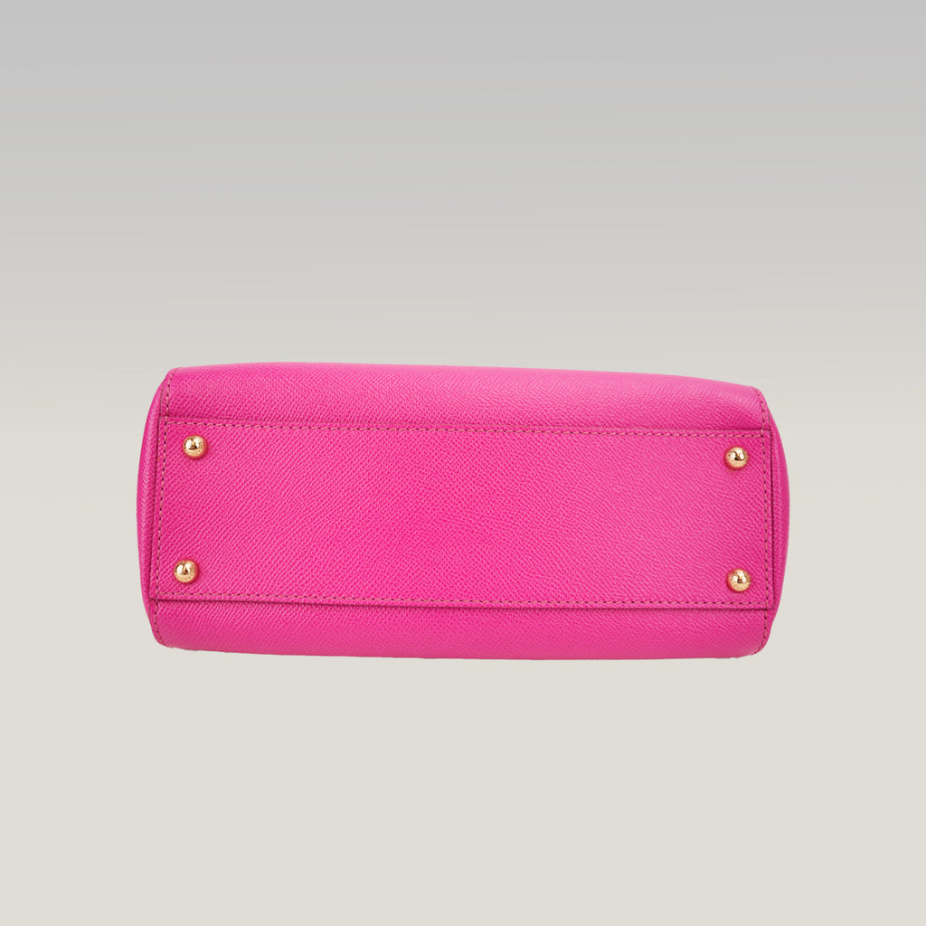 Dolce & Gabbana Sicily 26 Borsa Fucsia in Pelle con Dettagli Dorati