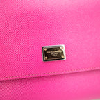 Dolce & Gabbana Sicily 26 Borsa Fucsia in Pelle con Dettagli Dorati