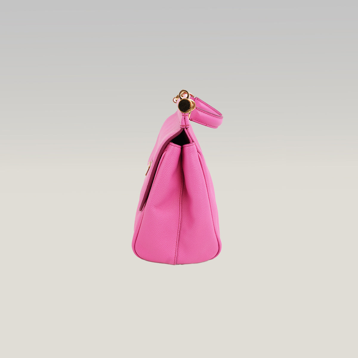 Dolce & Gabbana Sicily Small Borsa a Mano in Pelle Dauphine Rosa Fucsia con Logo e Dettagli Dorati