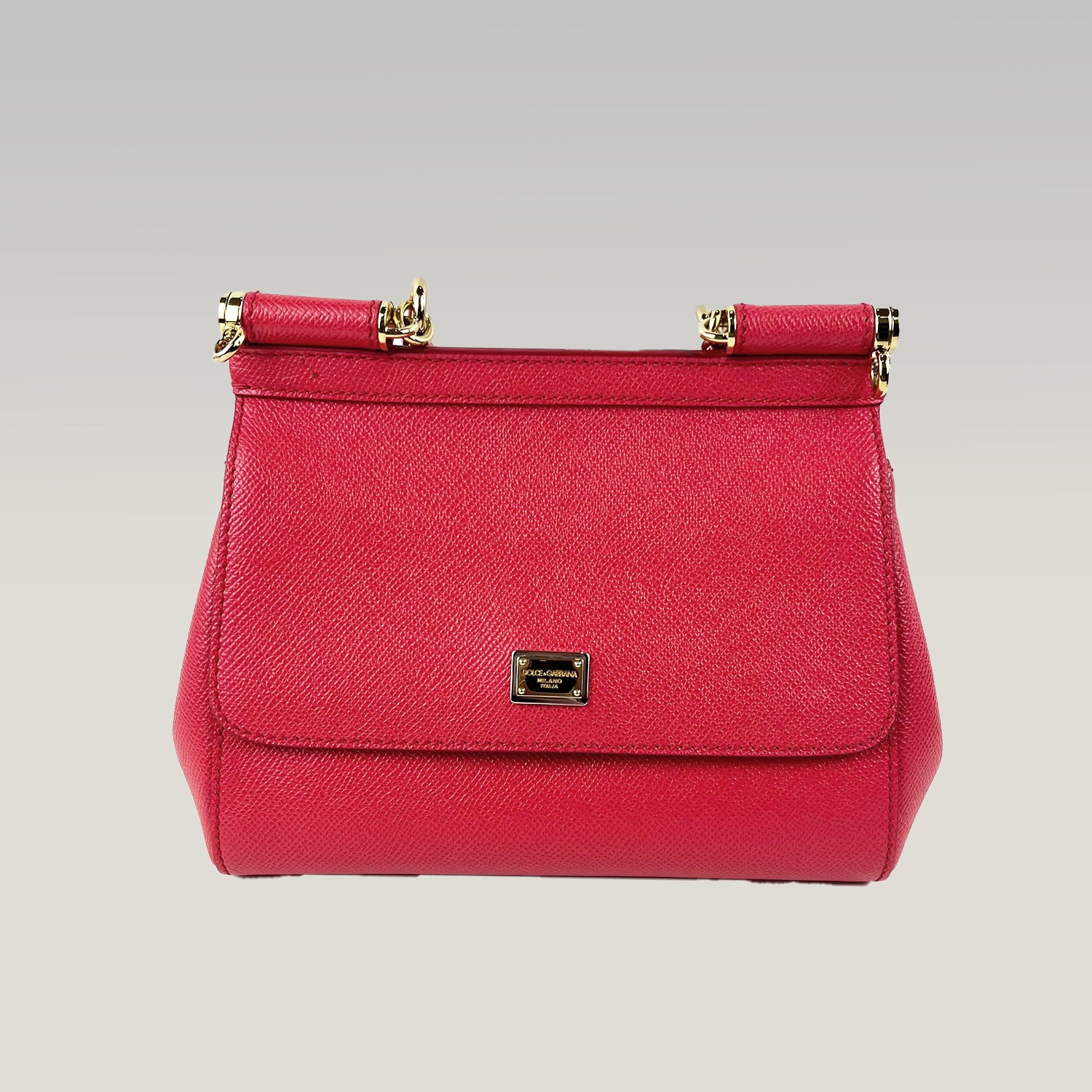 Dolce & Gabbana Borsa a Spalla 20 in Pelle Rossa con Logo e Metallo Dorato