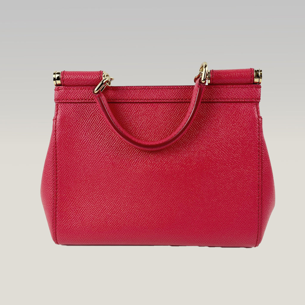 Dolce & Gabbana Borsa a Spalla 20 in Pelle Rossa con Logo e Metallo Dorato